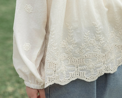 法式宮廷簍空長袖上衣(80-140)-2