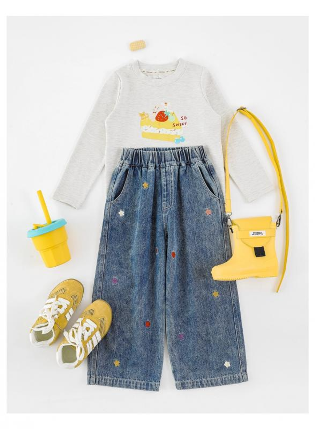 繽紛花朵刺繡寬鬆牛仔長褲_(80-140)-11