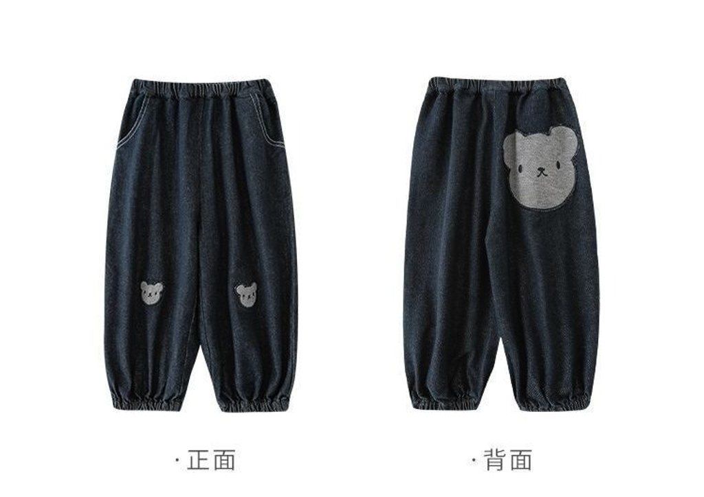 小熊貼布牛仔寬鬆長褲_(80-140)-4