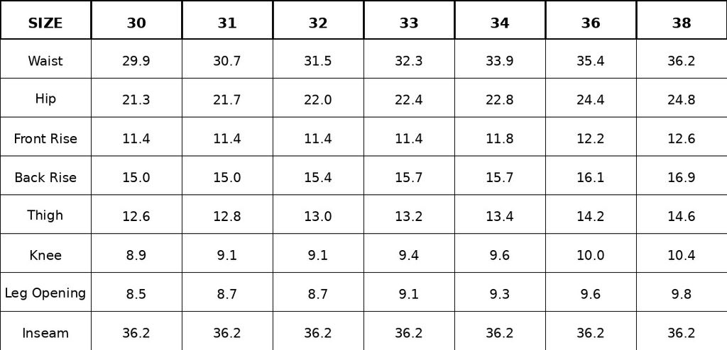 size_chart Deluxeware 1953XX 13.6oz Vintage 