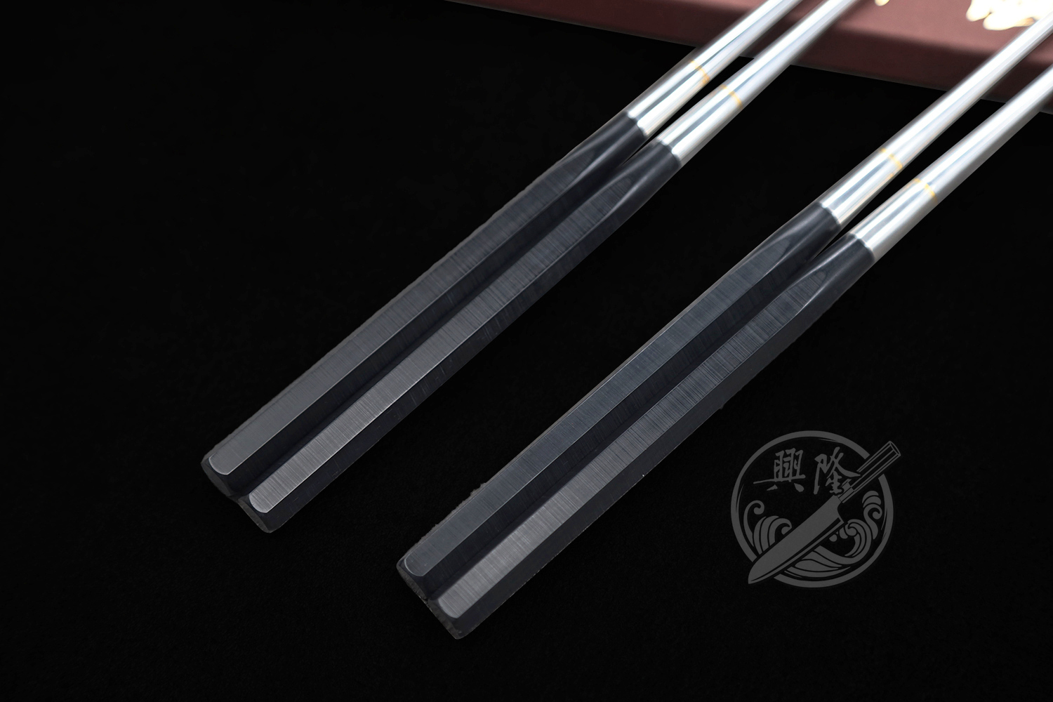 本焼ステンレス黒合板六角柄盛箸 240mm 本焼ｽﾃﾝﾚｽ黒合板 六角柄盛箸 2124 240mm菜箸真魚箸業務