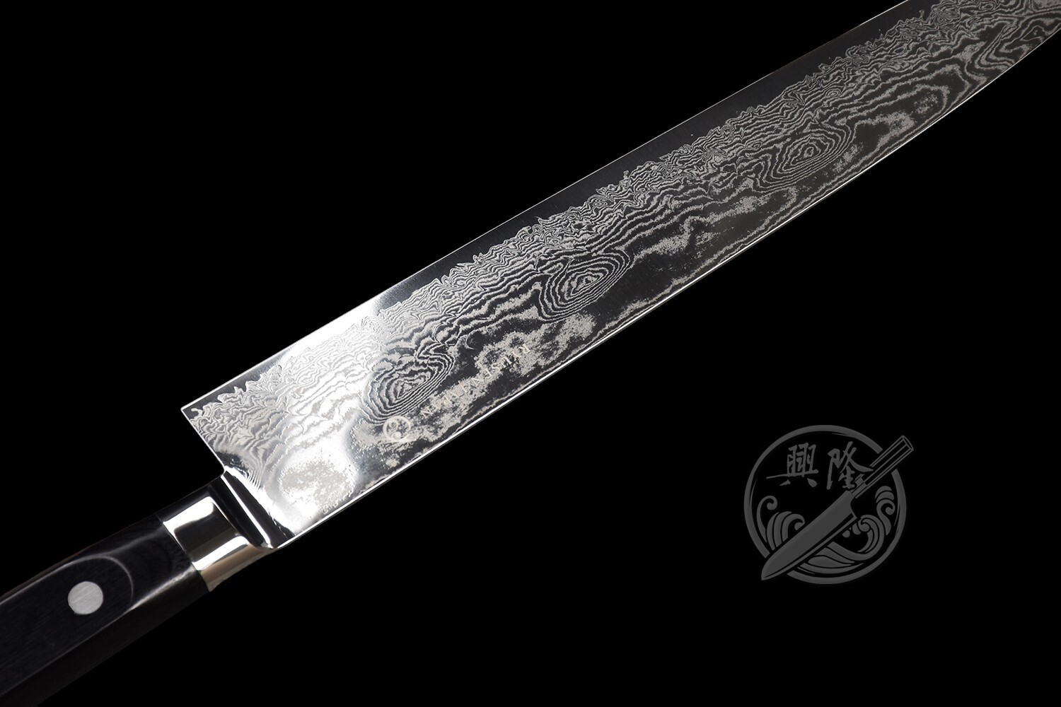 興隆刀剪行〕龍泉刃物RYUSEN 梵天雲龍QU-28 積層渦流筋引240mm