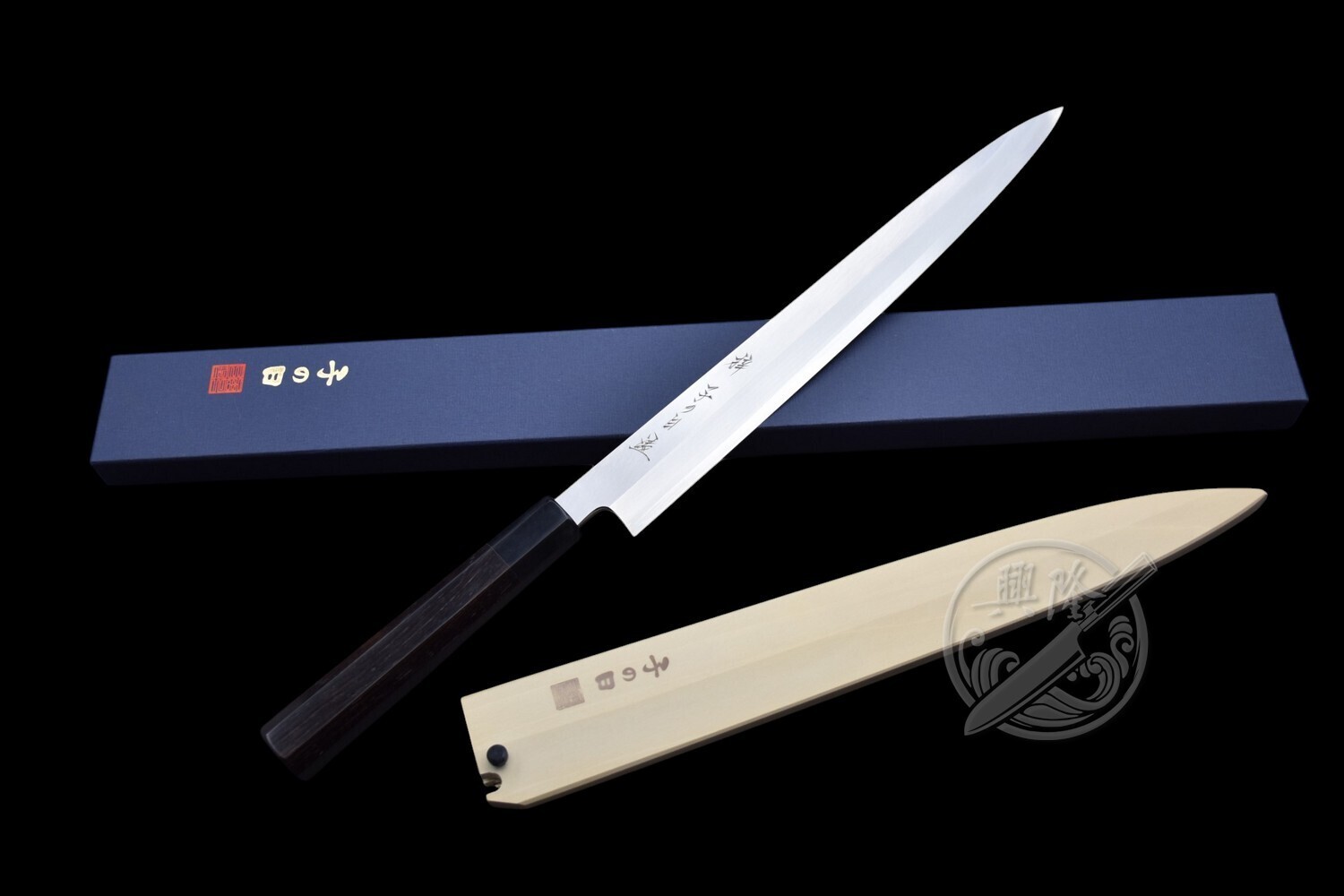 子の日　梓　柳刃　300mm 尺　包丁　刺身　和包丁　未使用　鞘付 柳刃包丁 尺（刃渡り300mm）ダマスカス鋼 本刃付け 和包丁 刺身