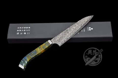 興隆刀剪行〕*二唐刃物鍛造所銀三鋼暗紋渦流柳刃300mm 多種柄材.