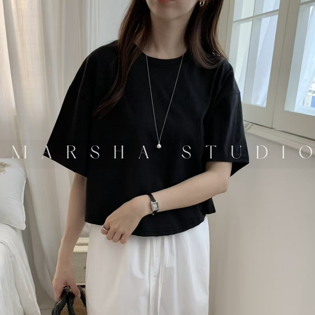 TOP｜Short_Le Som_寬落肩短版鬆短袖T恤  100% Cotton (5)