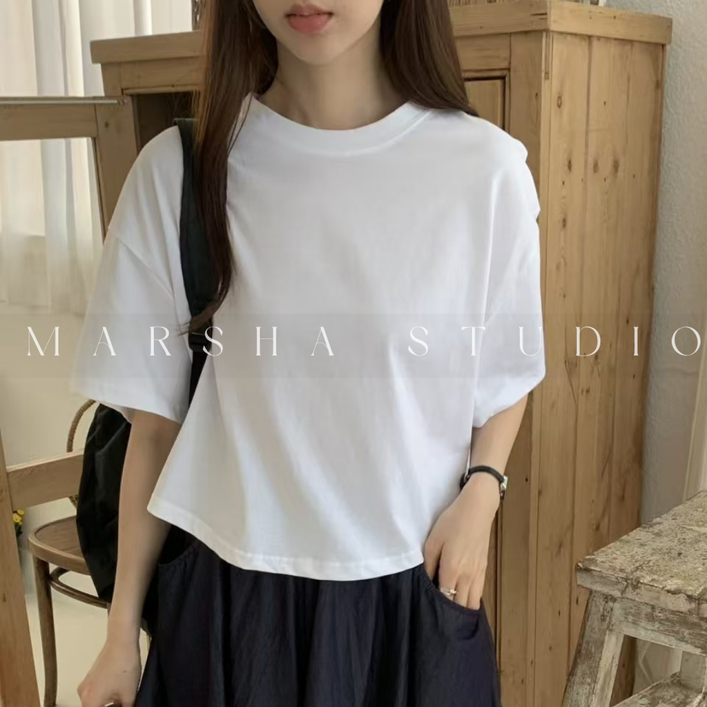 TOP｜Short_Le Som_寬落肩短版鬆短袖T恤  100% Cotton (3)