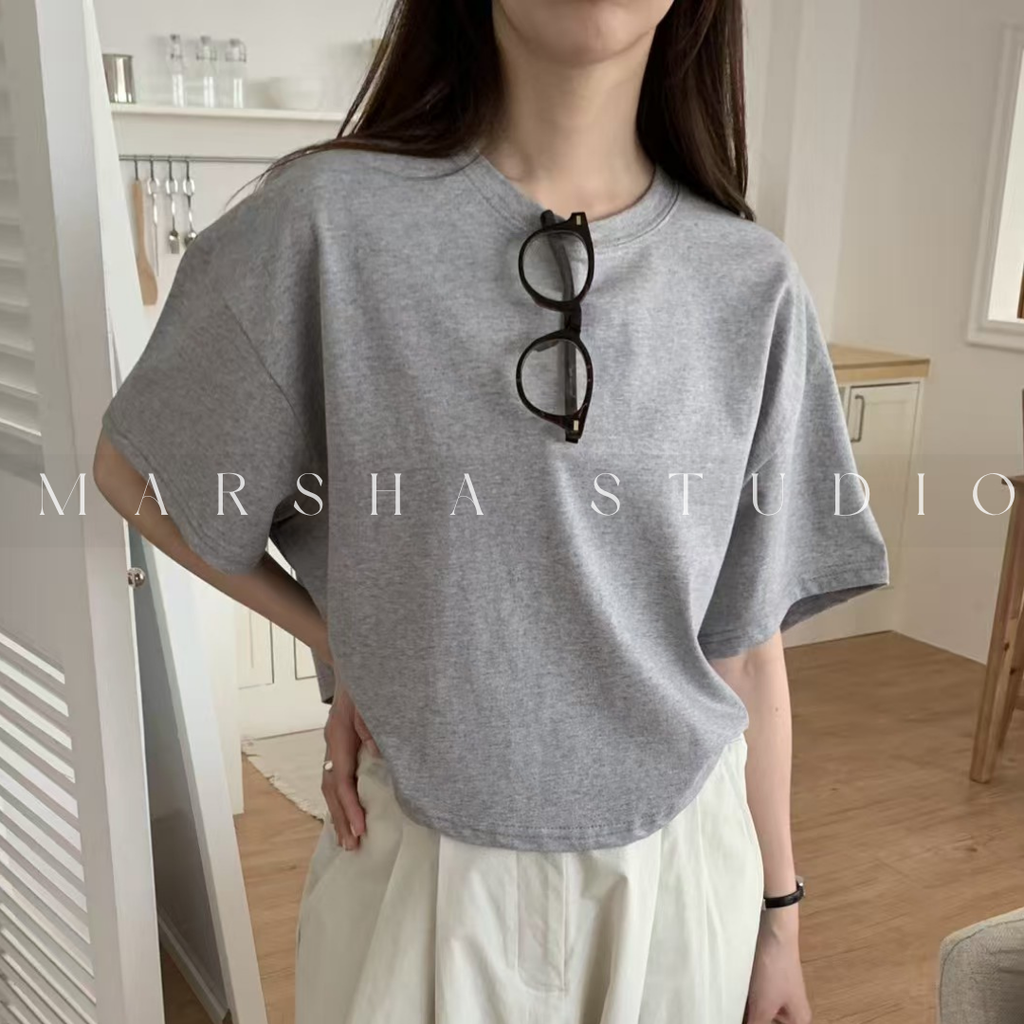 TOP｜Short_Le Som_寬落肩短版鬆短袖T恤  100% Cotton (7)