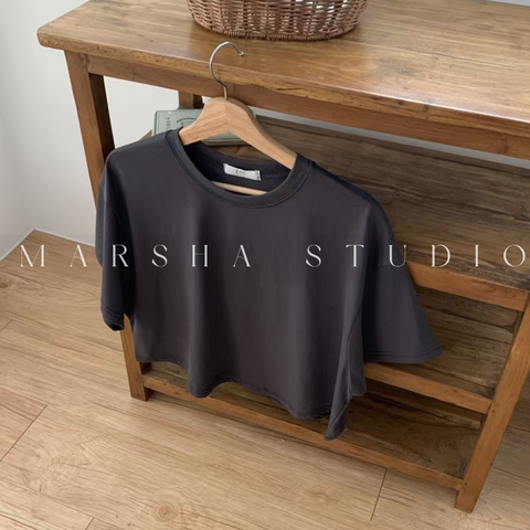 TOP｜Short_Le Som_寬落肩短版鬆短袖T恤  100% Cotton (8)