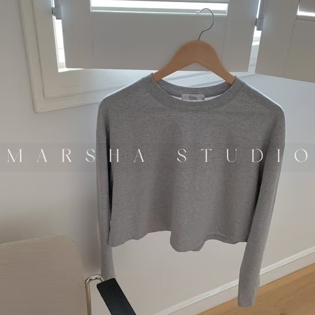 TOP｜Long_Le Som_短版寬鬆長袖棉T恤  100% Cotton (3)