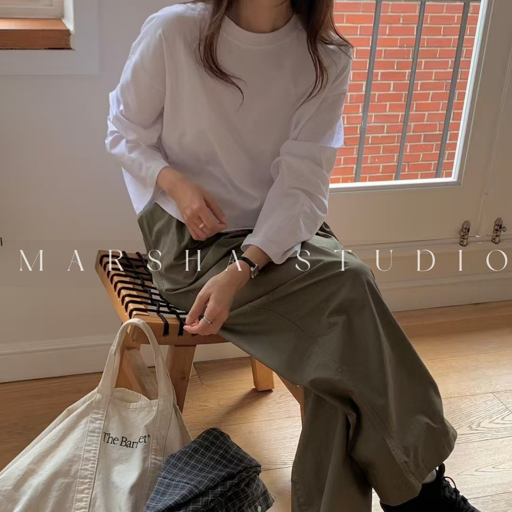 TOP｜Long_Le Som_短版寬鬆長袖棉T恤  100% Cotton (6)