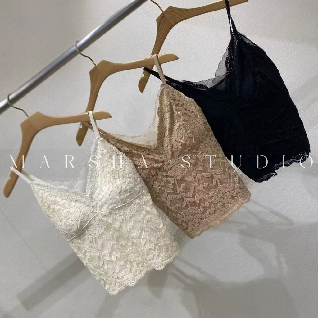 POST❮韓國❯6CK31全蕾絲Bra Top 細肩帶內搭背心 女 罩杯蕾絲短版上衣1