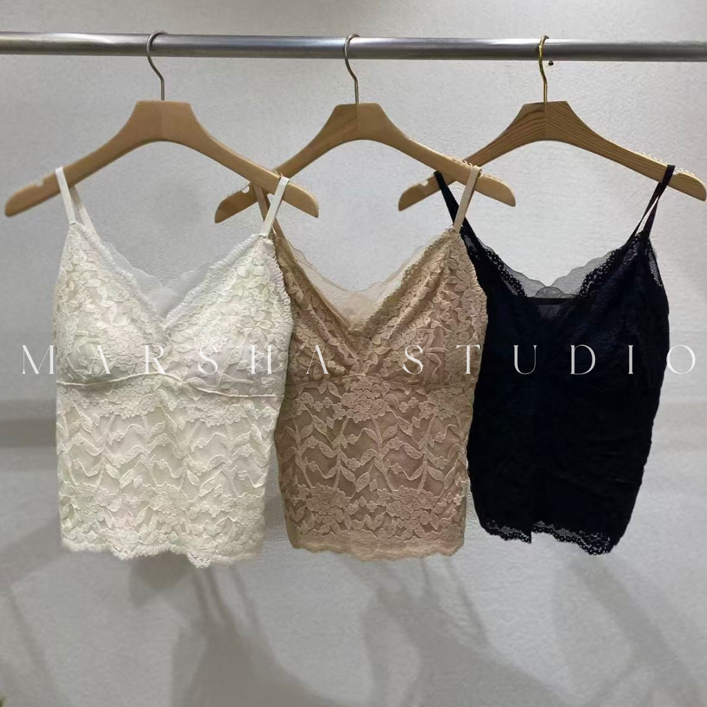 POST❮韓國❯6CK31全蕾絲Bra Top 細肩帶內搭背心 女 罩杯蕾絲短版上衣3