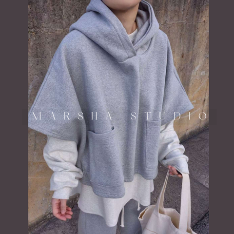 TOP｜SHORT｜Reapplace｜斗篷抽繩帽Ｔ (3)