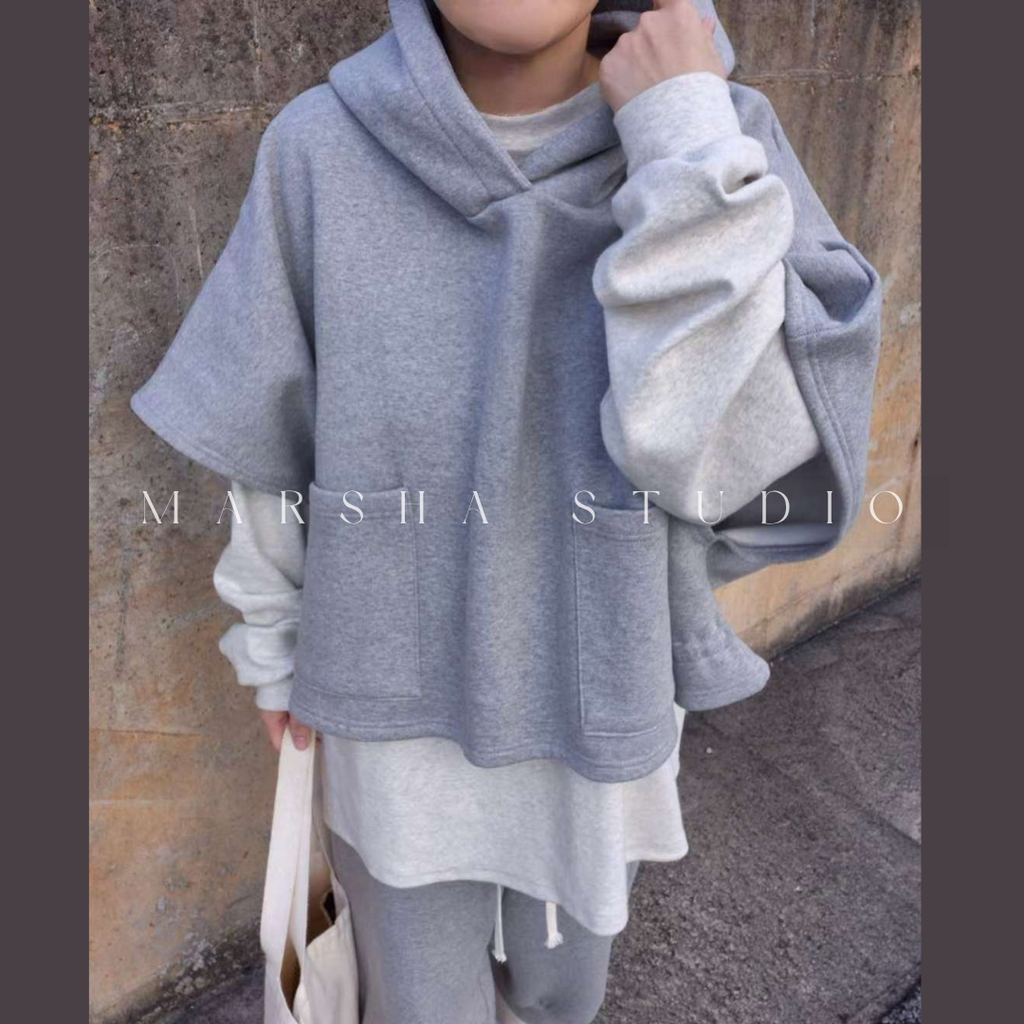 TOP｜SHORT｜Reapplace｜斗篷抽繩帽Ｔ (4)