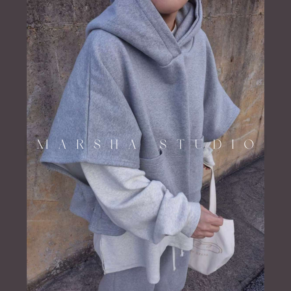 TOP｜SHORT｜Reapplace｜斗篷抽繩帽Ｔ (8)