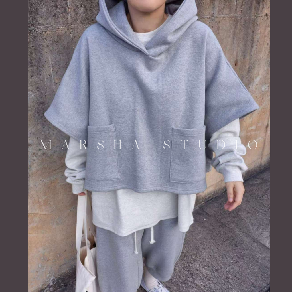 TOP｜SHORT｜Reapplace｜斗篷抽繩帽Ｔ (7)