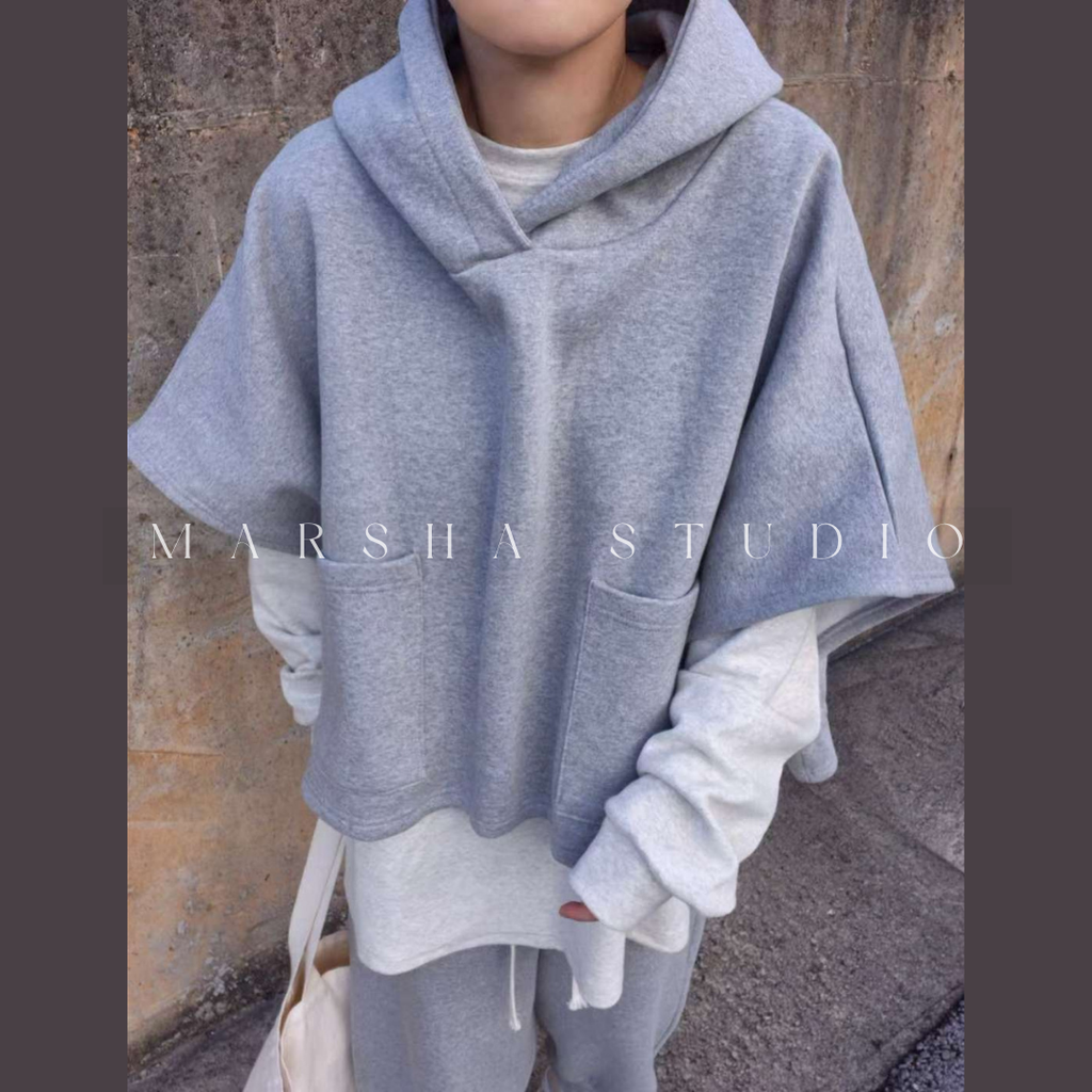 TOP｜SHORT｜Reapplace｜斗篷抽繩帽Ｔ