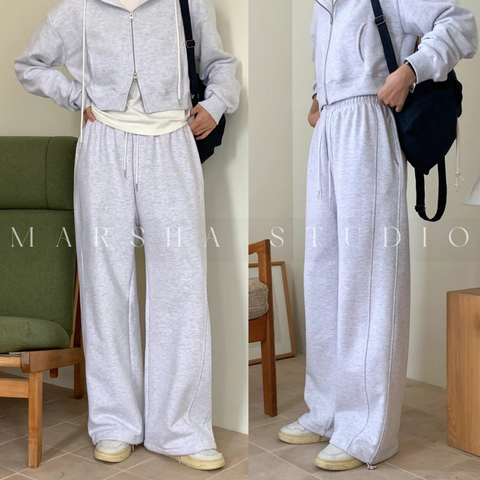 BOTTOM｜PANTS｜Minimal｜側邊線條鬆緊束口棉褲 Polyester50% Cotton50% (2)