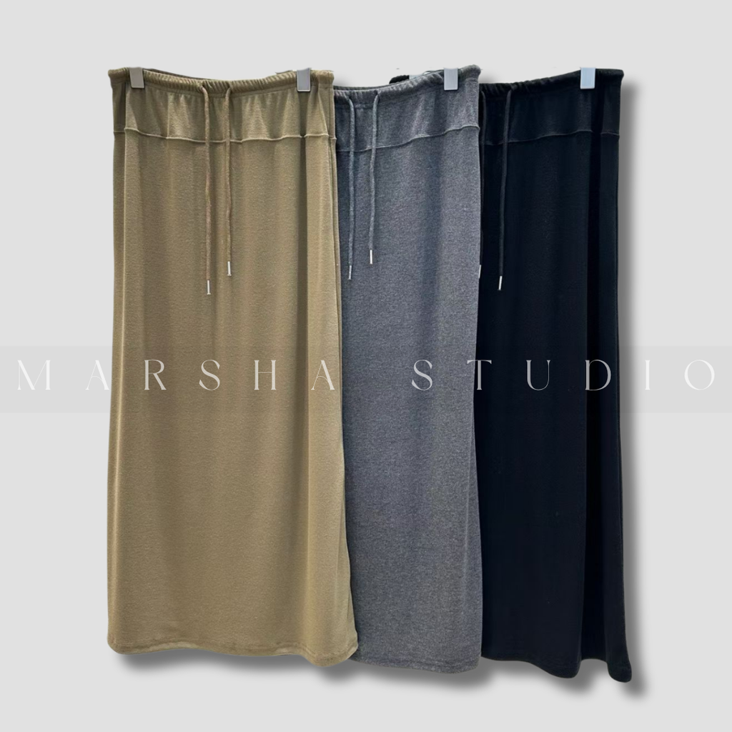 BOTTOM｜SKIRT｜Minimal｜寬版鬆緊腰棉長裙 Polyester62%、萊塞爾33%、Spandex5%