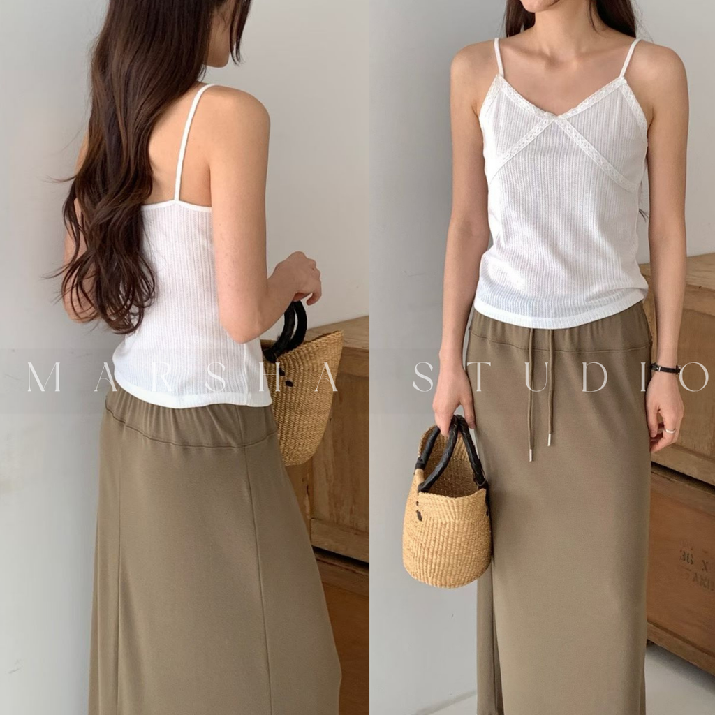 BOTTOM｜SKIRT｜Minimal｜寬版鬆緊腰棉長裙 Polyester62%、萊塞爾33%、Spandex5% (6)