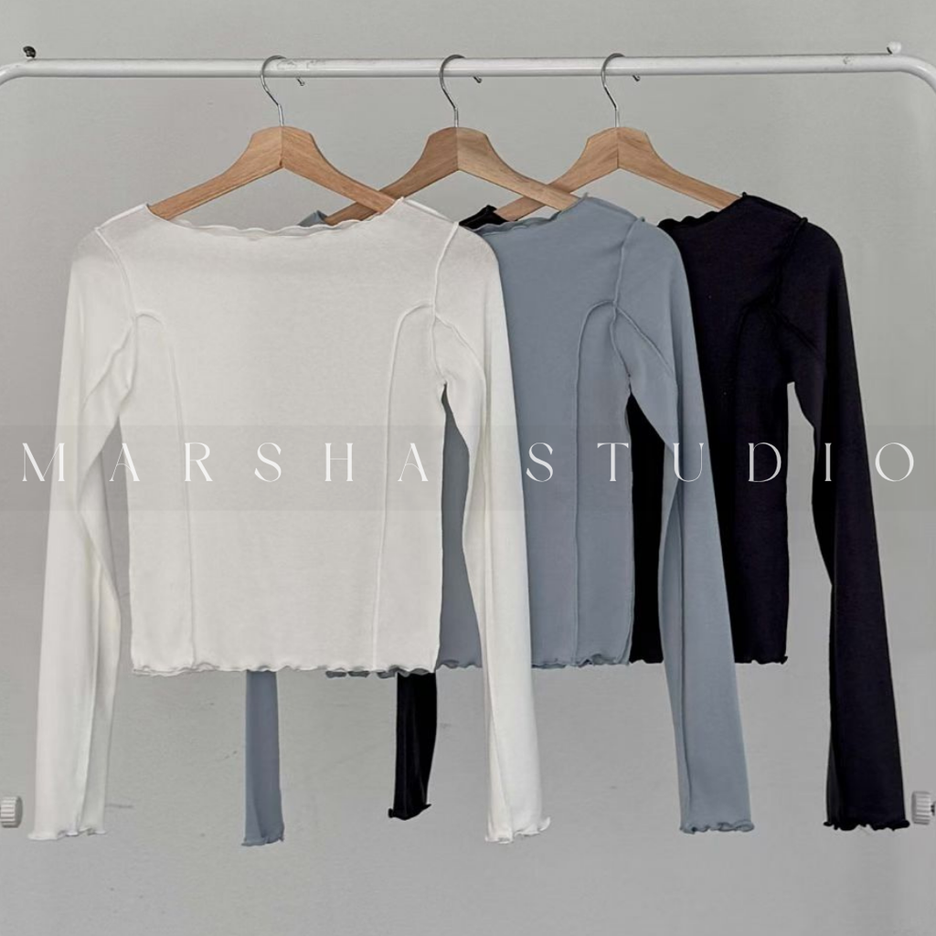 TOP｜LONG｜MINU｜木耳滾邊線條長袖上衣