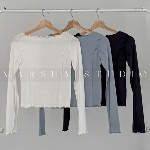 TOP｜LONG｜MINU｜木耳滾邊線條長袖上衣