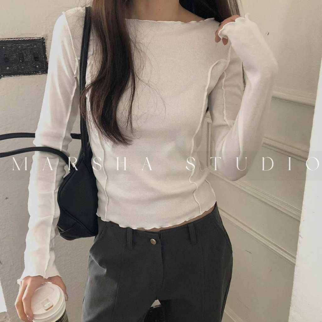 TOP｜LONG｜MINU｜木耳滾邊線條長袖上衣 (3)
