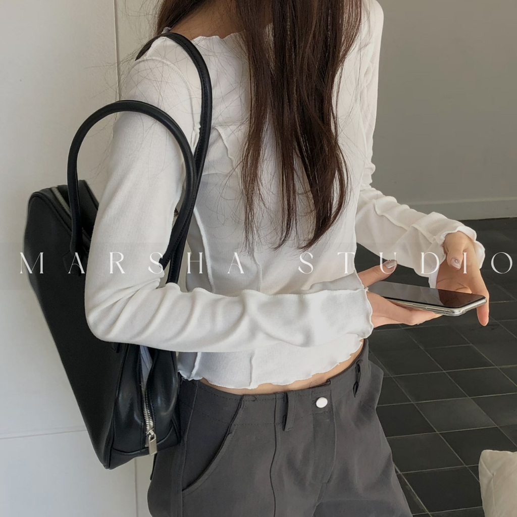 TOP｜LONG｜MINU｜木耳滾邊線條長袖上衣 (4)