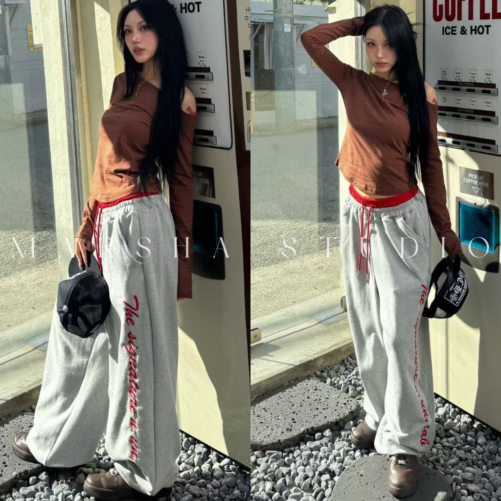 TOP｜LONG｜NUEUN｜細條紋斜肩長袖t恤 (2)