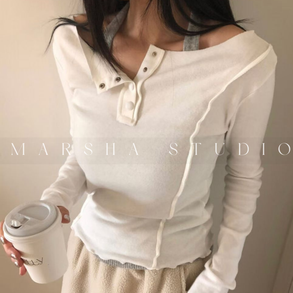 TOP｜LONG｜MINU｜前鈕扣線條長袖上衣 (17)