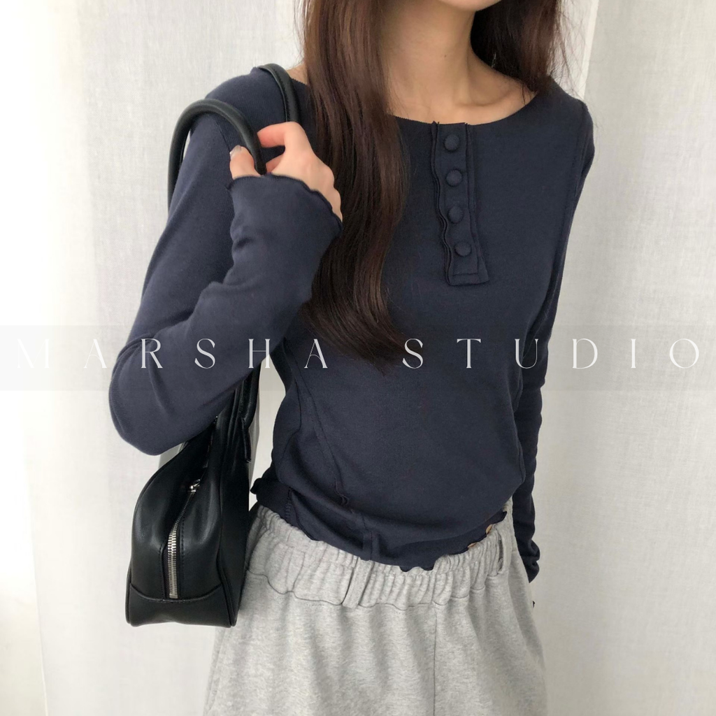 TOP｜LONG｜MINU｜前鈕扣線條長袖上衣 (3)