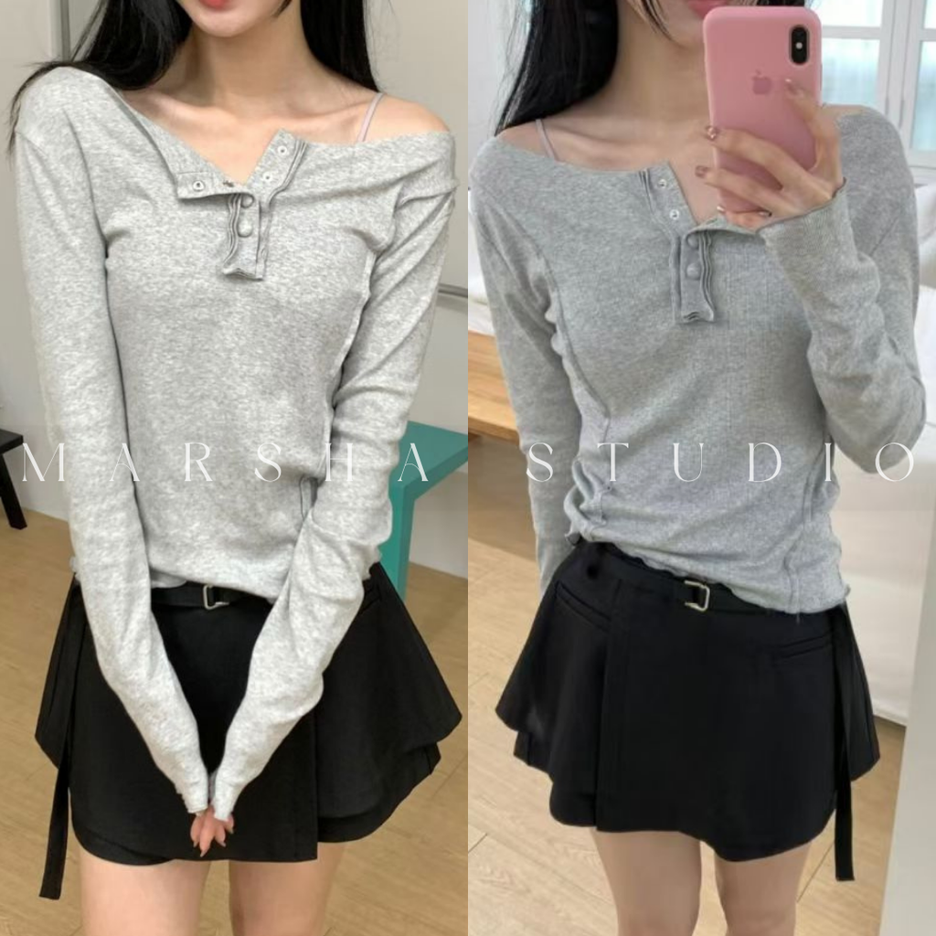 TOP｜LONG｜MINU｜前鈕扣線條長袖上衣 (13)