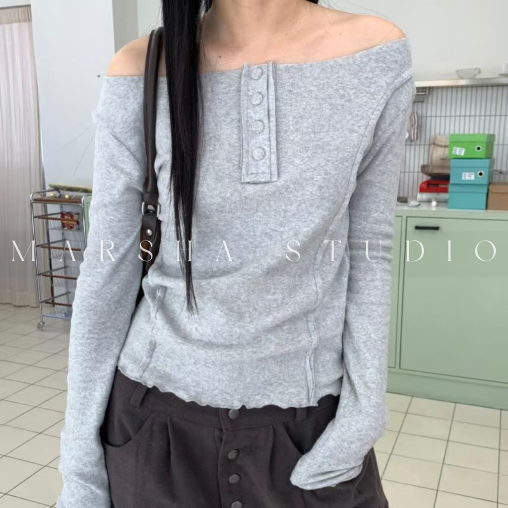 TOP｜LONG｜MINU｜前鈕扣線條長袖上衣 (8)