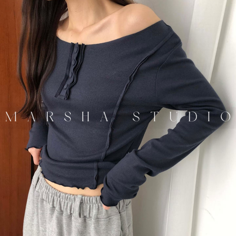 TOP｜LONG｜MINU｜前鈕扣線條長袖上衣 (2)