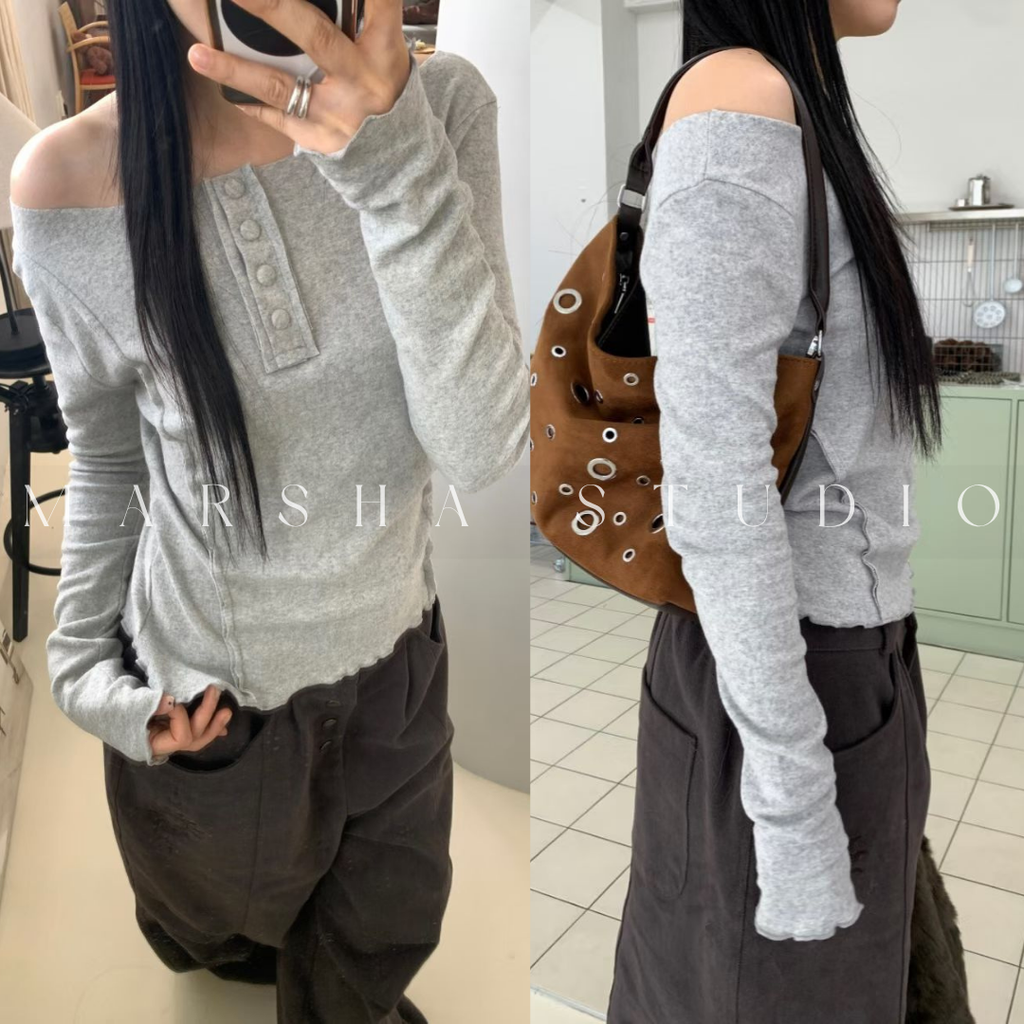 TOP｜LONG｜MINU｜前鈕扣線條長袖上衣 (12)