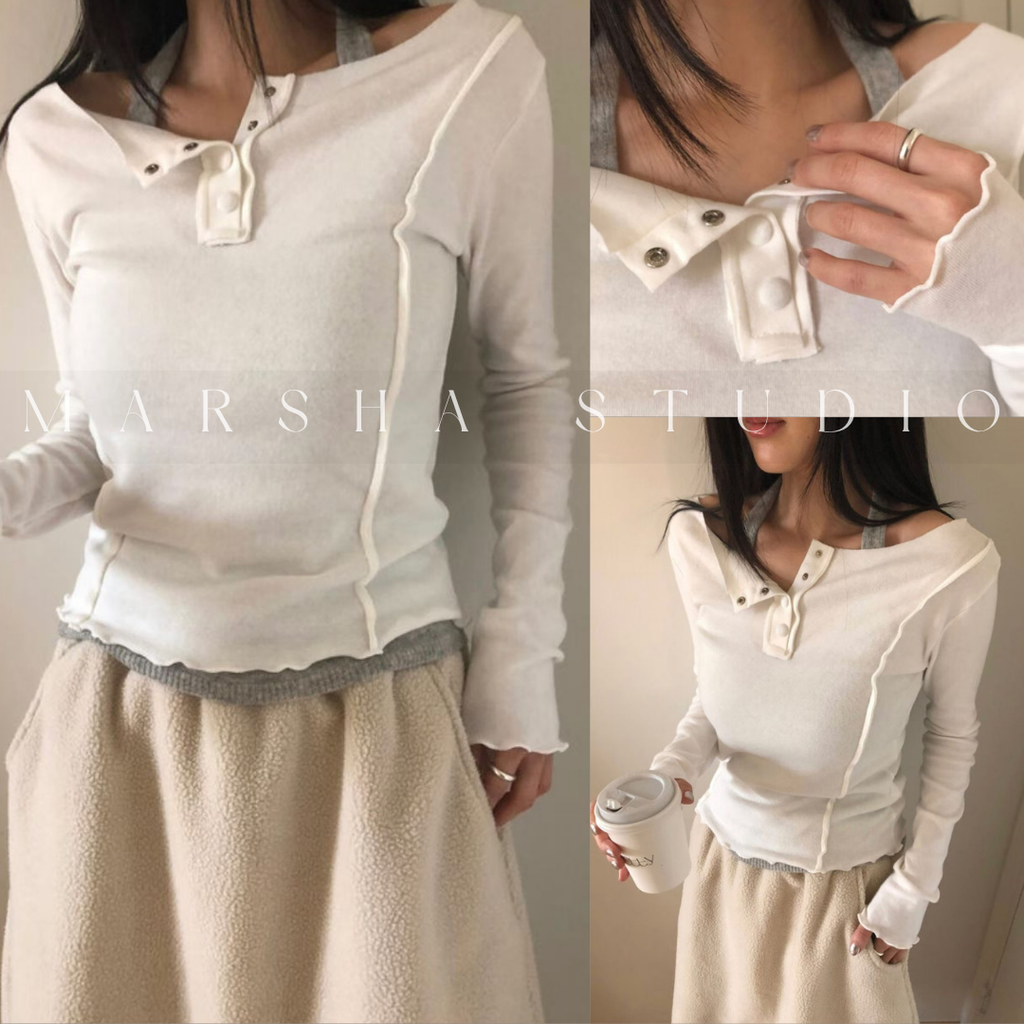 TOP｜LONG｜MINU｜前鈕扣線條長袖上衣 (19)