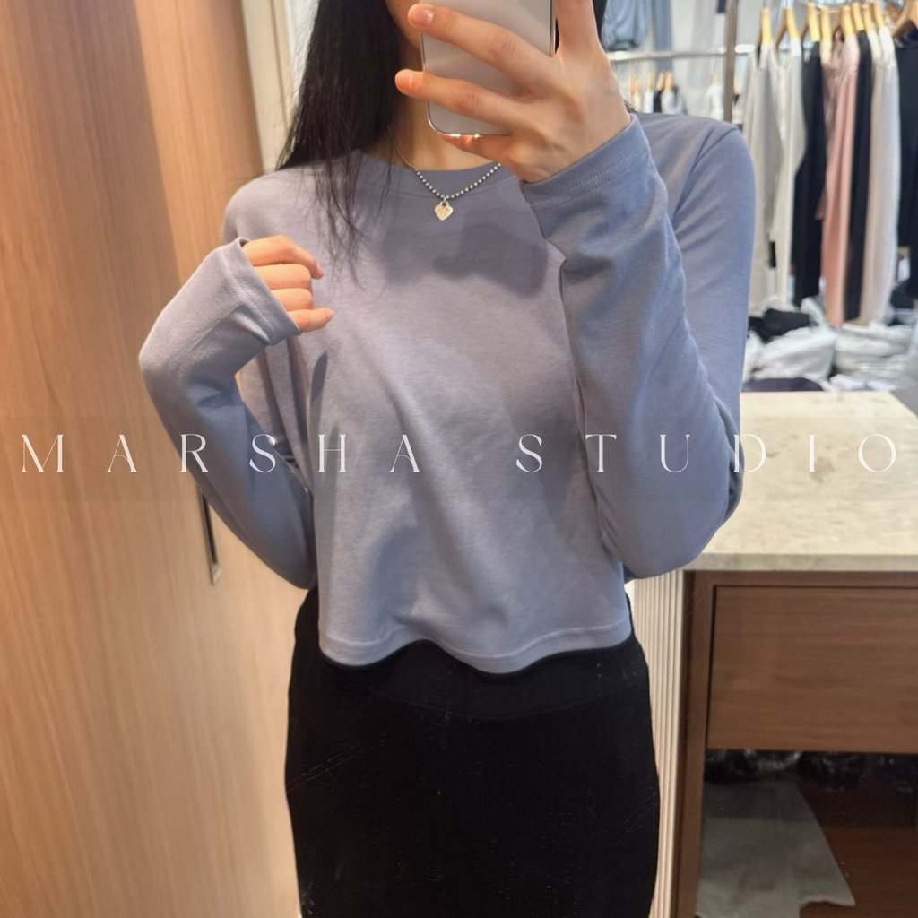 TOP｜LONG｜On the Mode｜下擺圓弧短版長袖t恤 Cotton100% (6)