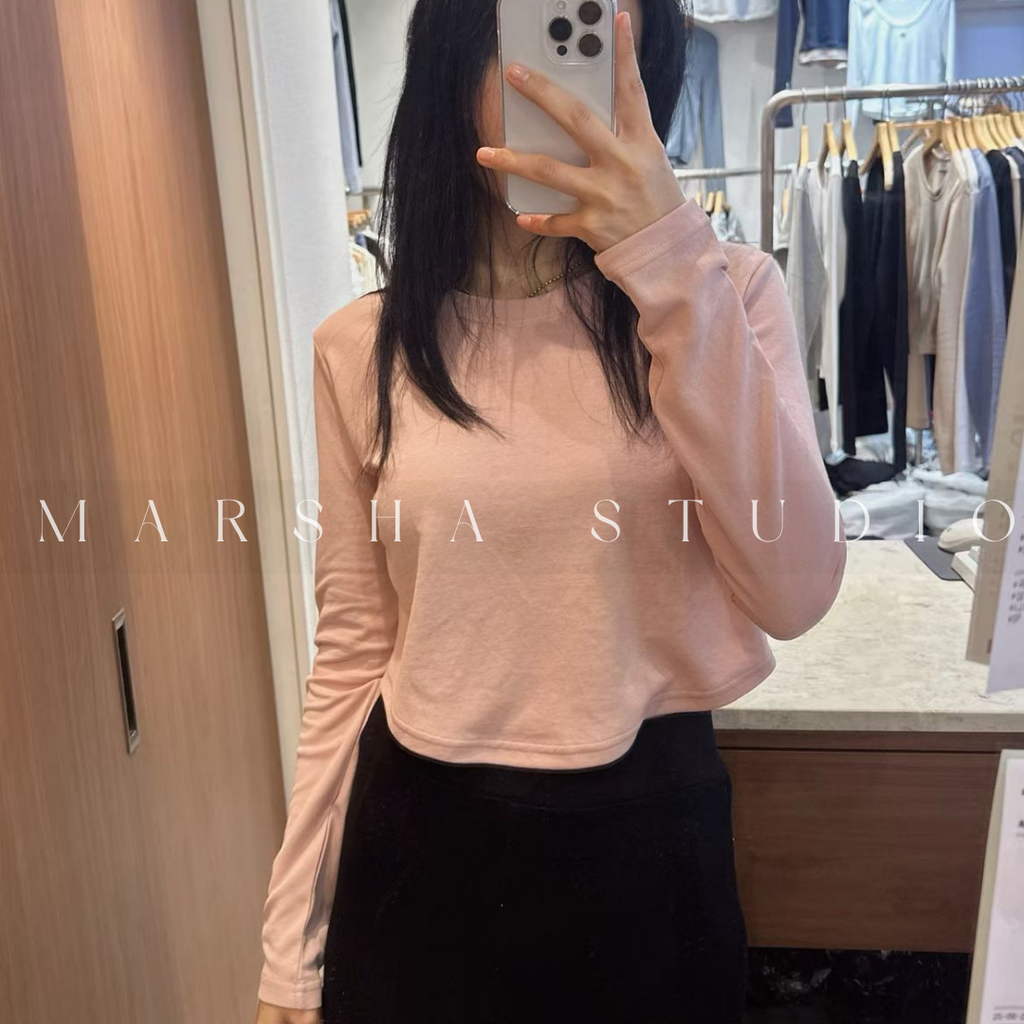 TOP｜LONG｜On the Mode｜下擺圓弧短版長袖t恤 Cotton100% (5)