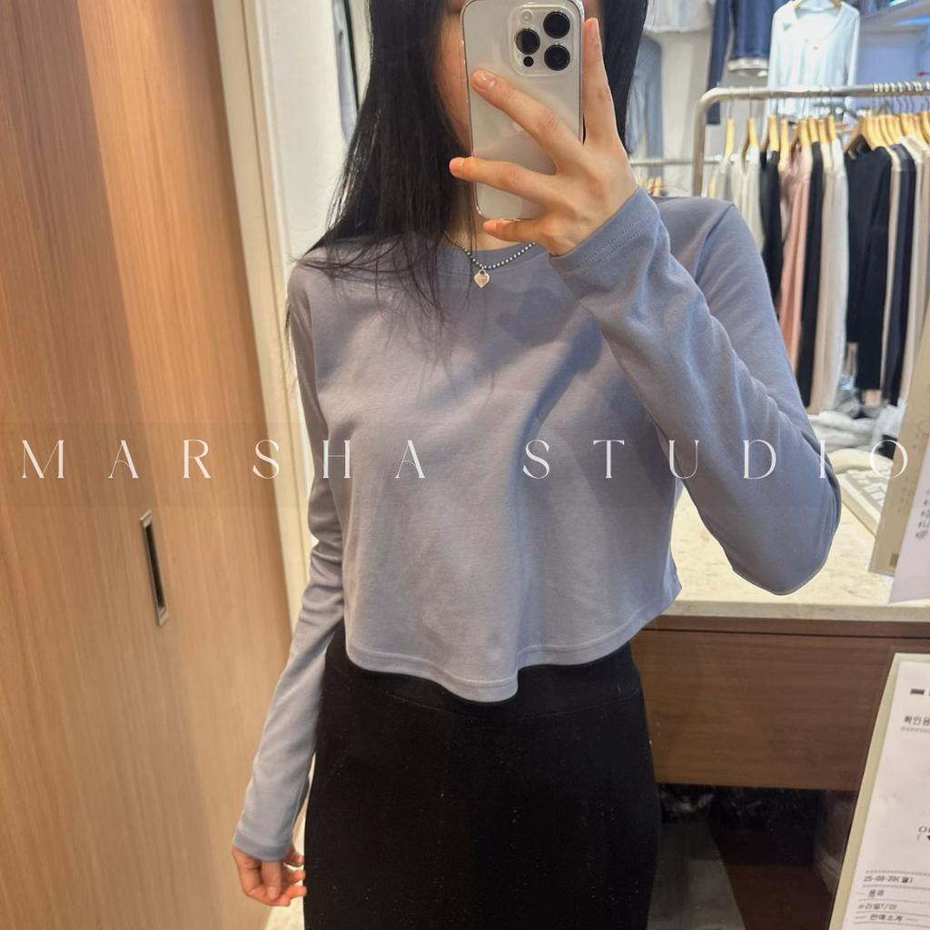 TOP｜LONG｜On the Mode｜下擺圓弧短版長袖t恤 Cotton100% (3)