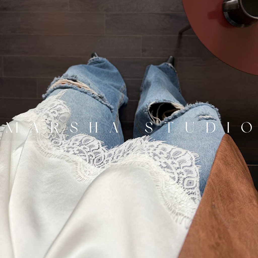 不對稱緞面斜裁蕾絲拼接細肩帶背心4