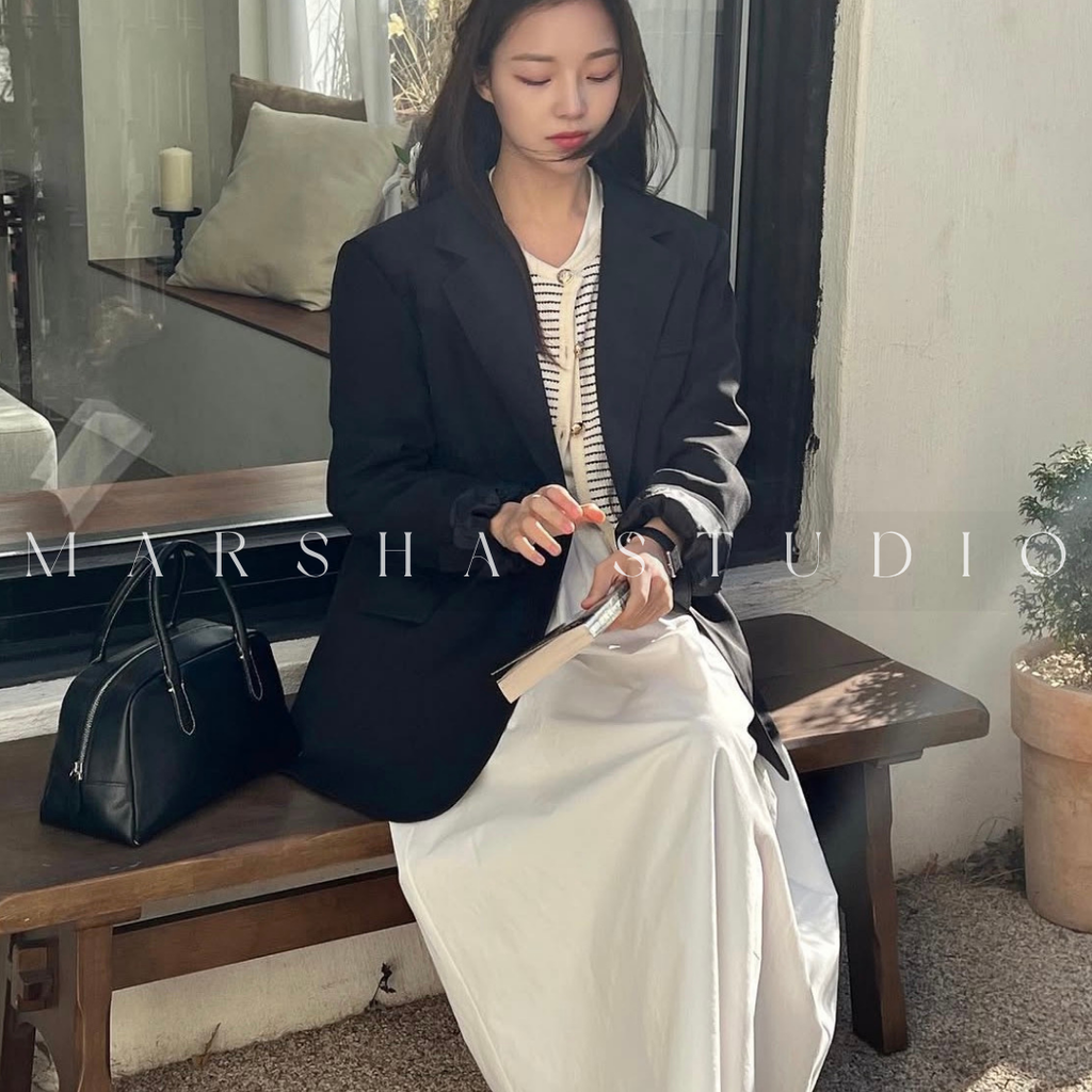 ❮韓國❯6CK03俐落後開衩設計寬鬆西裝外套｜通勤百搭14