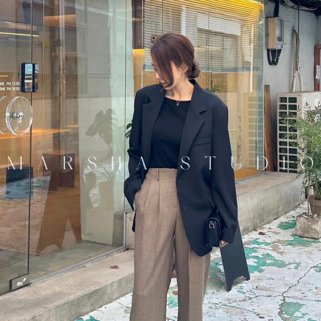 ❮韓國❯6CK03俐落後開衩設計寬鬆西裝外套｜通勤百搭1