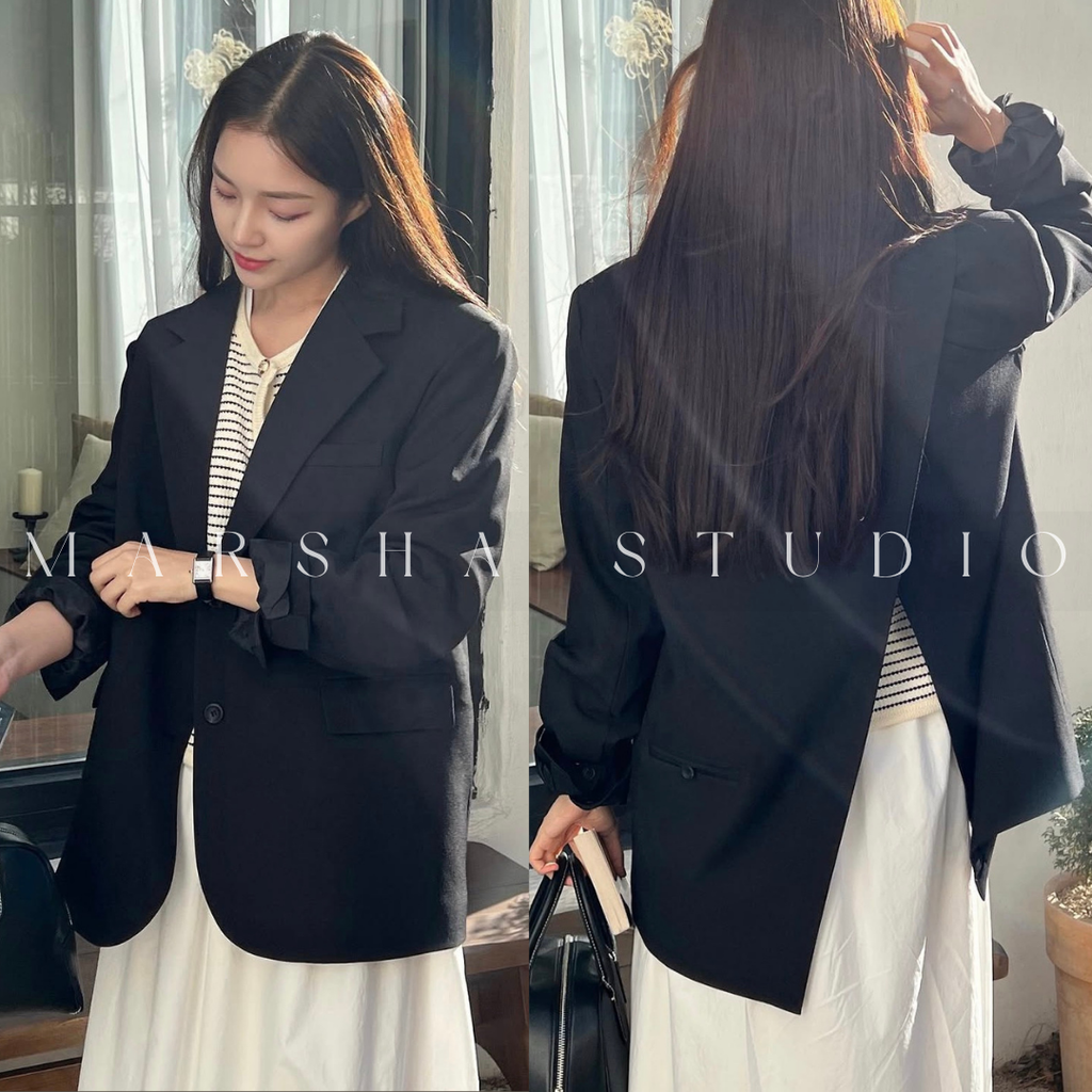 ❮韓國❯6CK03俐落後開衩設計寬鬆西裝外套｜通勤百搭13