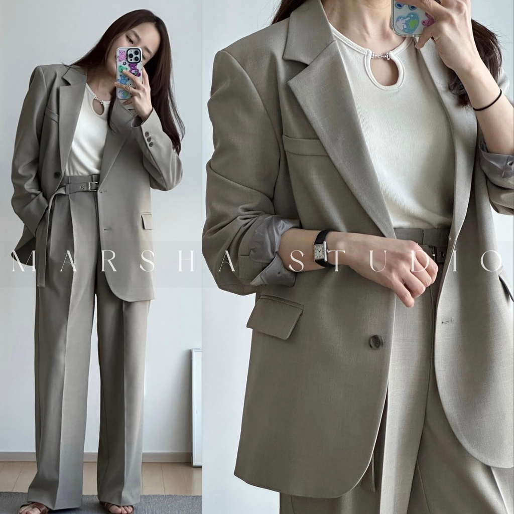 ❮韓國❯6CK03俐落後開衩設計寬鬆西裝外套｜通勤百搭19