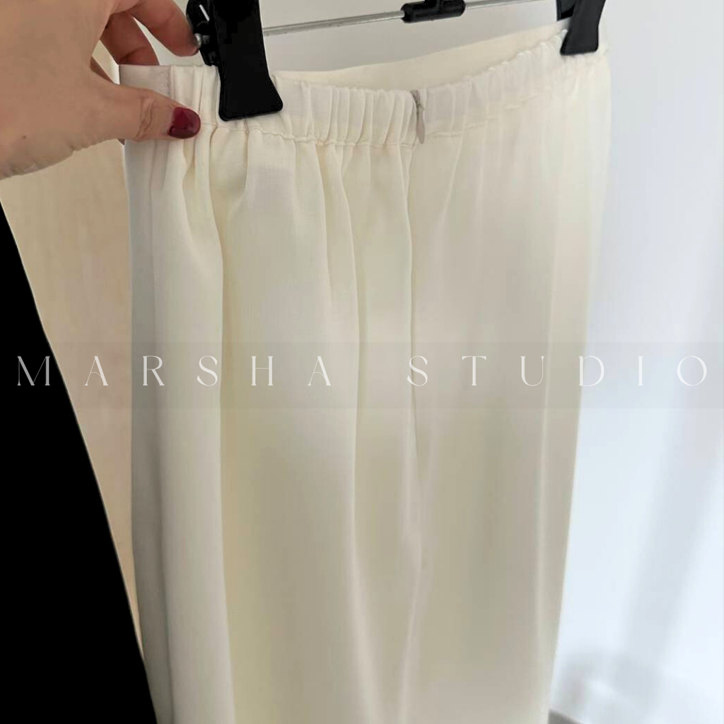 ❮韓國❯6AK01波浪弧形蕾絲拼接鬆緊腰中長裙13