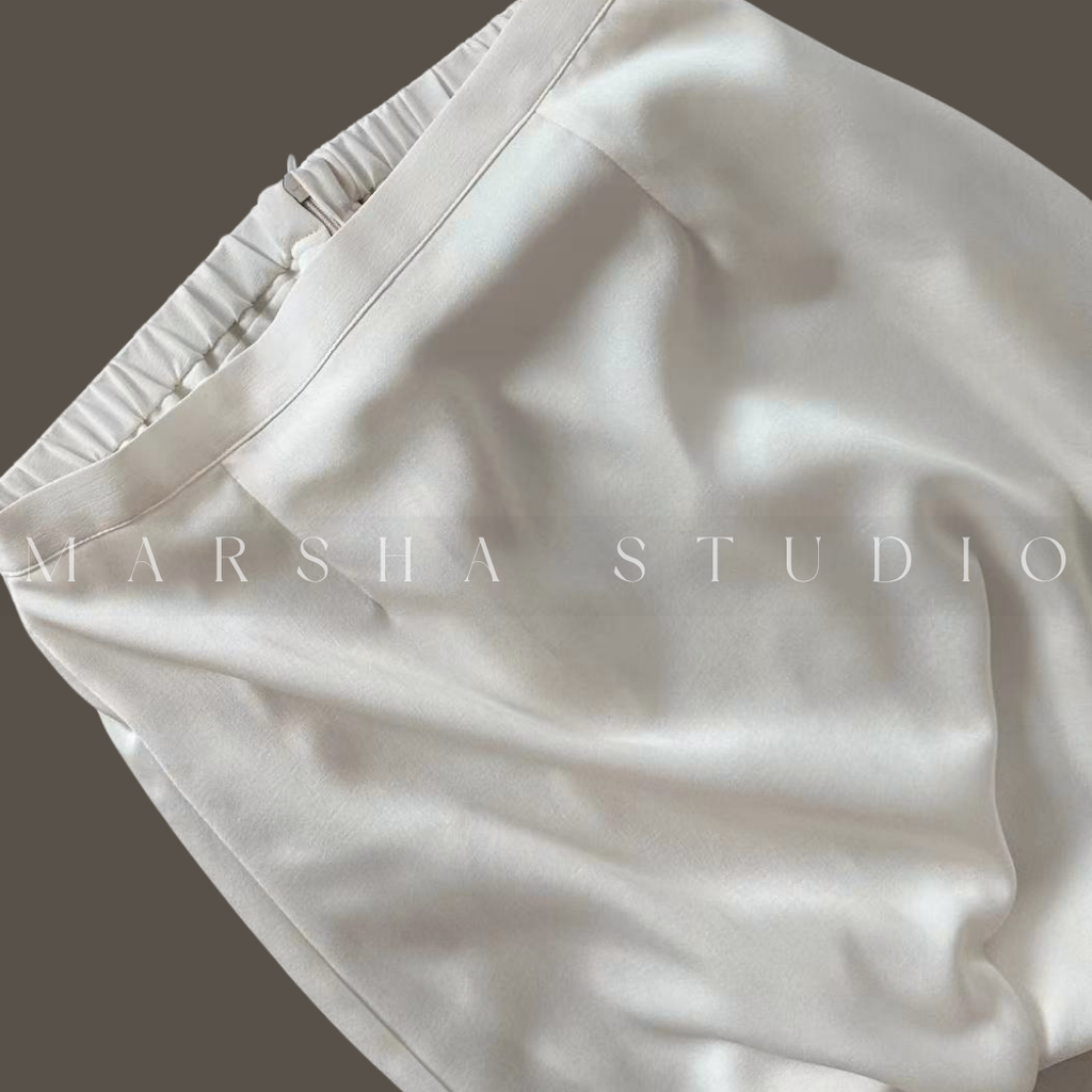 ❮韓國❯6AK01波浪弧形蕾絲拼接鬆緊腰中長裙7