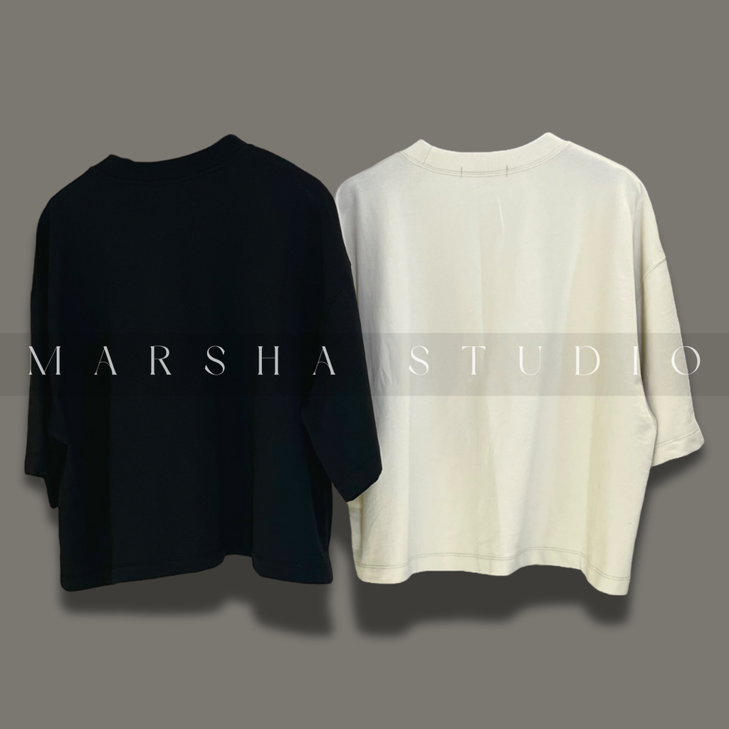 ‹韓國›4JK19_落肩五分袖內裡薄款毛圈布T-Shirt2