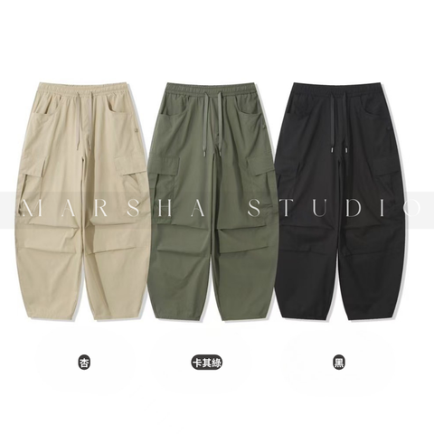 ❮韓國❯5GK05_帥氣工裝束口寬褲氣球褲｜Unisex｜棉 100%
