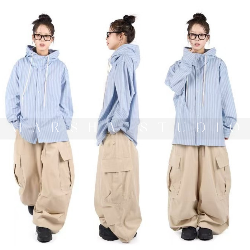 ❮韓國❯5GK05_帥氣工裝束口寬褲氣球褲|Unisex|棉 100% (10)
