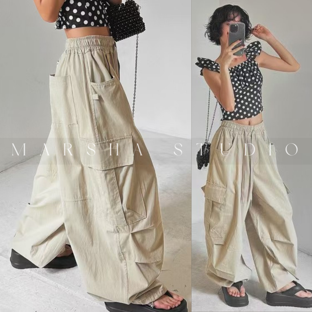 ❮韓國❯5GK05_帥氣工裝束口寬褲氣球褲|Unisex|棉 100% (3)